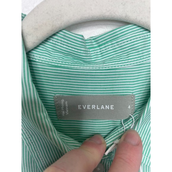 Everlane Size 4 Button Down Pinstripe Shirt Mint Green Oversized Cotton NWT - Picture 7 of 10